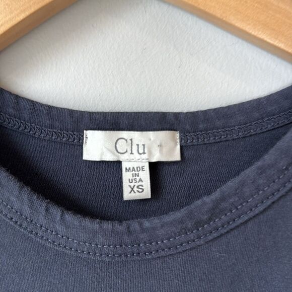 Anthropologie CLU Cotton Silk Navy Jersey Dress Cold Shoulder Flutter Sleeve - Picture 5 of 8